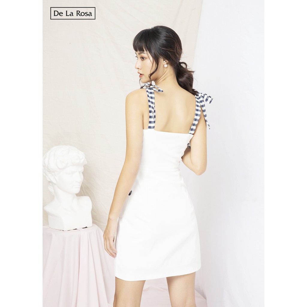 Đầm kaki trắng thiết kế dây cột caro - De La Rosa | BigBuy360 - bigbuy360.vn