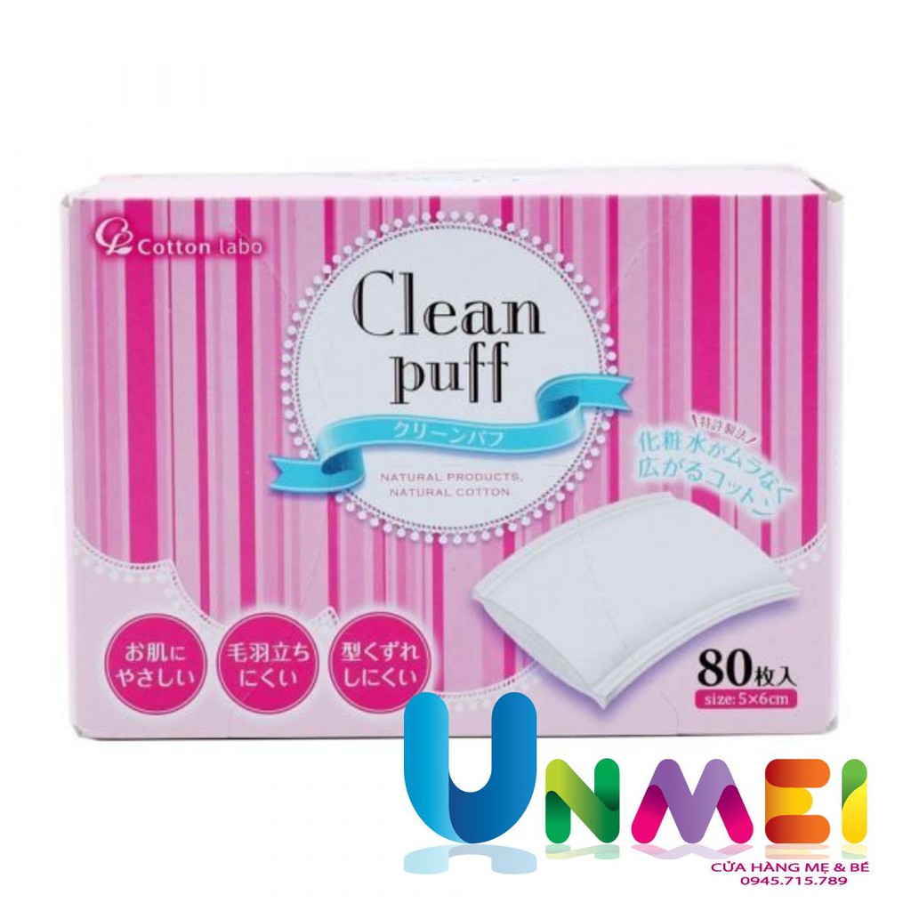 Bông Tẩy Trang Clean Puff Cao Cấp Số 1 Nhật Bản Hộp 80 miếng