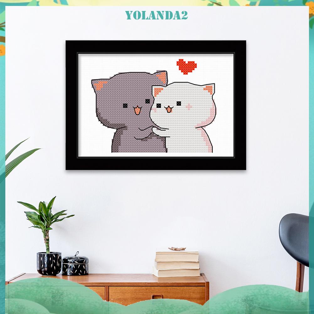 Tranh Thêu Chữ Thập Hình Chó Mèo 11ct 25x20cm