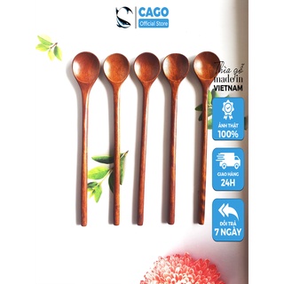 Thìa cà phê dùng để lấy mật ong bằng gỗ nhãn hàng sơn cao cấp dài 20cm hàng chính hãng CAGO