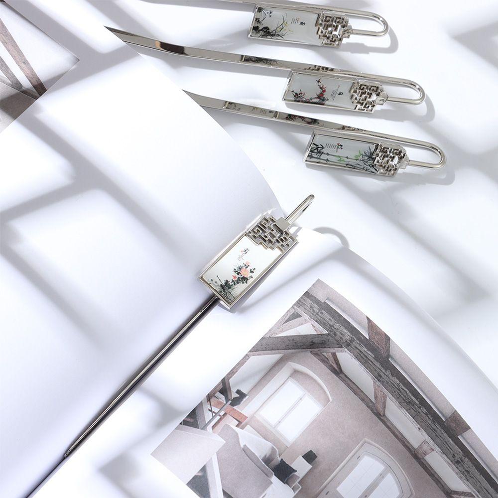 YNATURAL Square Metal Bookmarks Reading Assistant Retro Book Clip Bookmark School Stationery Creative Student Gift Office Supplies Fashion Chinese Style Book Support