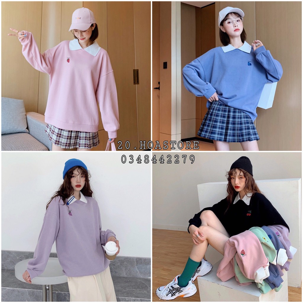 ÁO NỈ POLO TRÁI CÂY ALWAYS 4 MÀU - SWEATER DÂU CHERRY NHO VIỆT QUẤT HOT