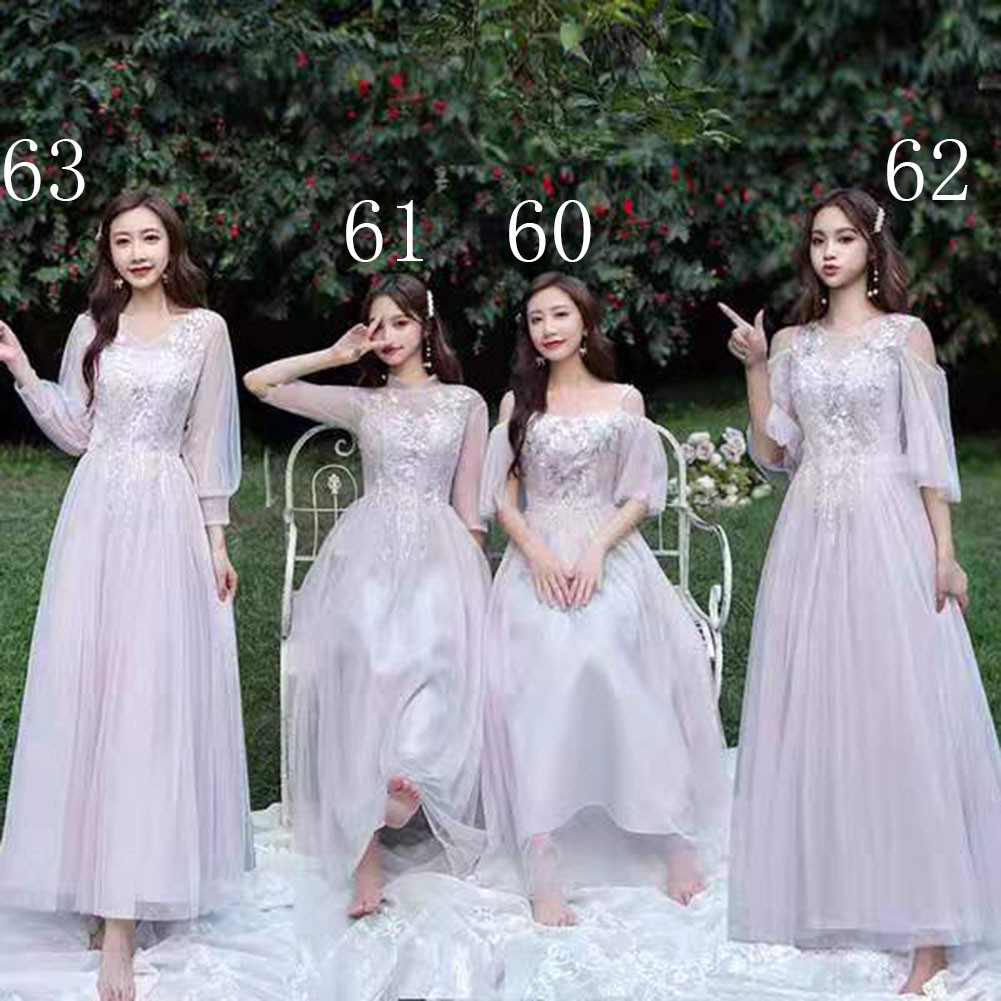 Đầm dài dự tiệc họa tiết hoa cho phù dâu