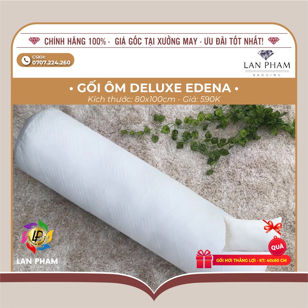 (TẶNG GỐI NẰM GÒN) Gối Ôm Deluxe Gòn Tơ Tằm Edena