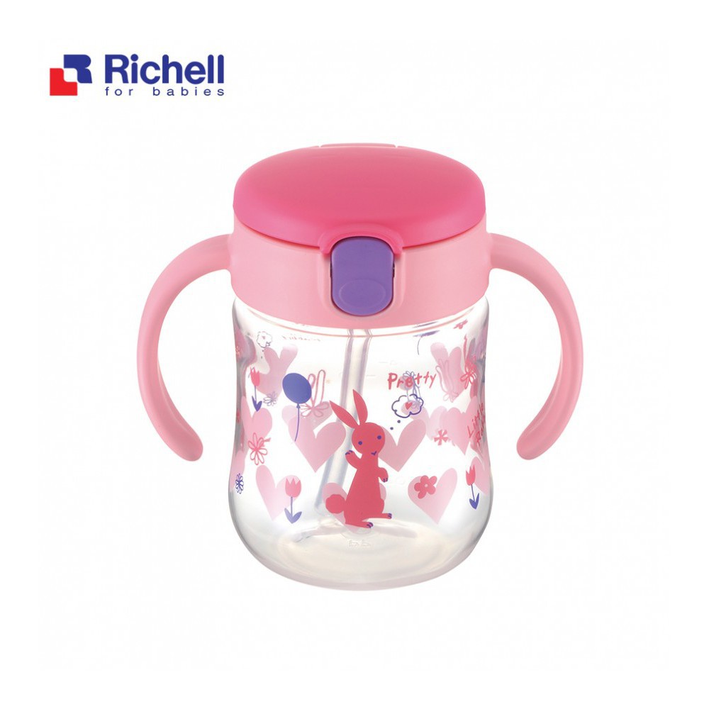 [Chính Hãng] Cốc ống hút chống đổ TLI Richell Nhật Bản - bình nước cho bé có ống hút Richell