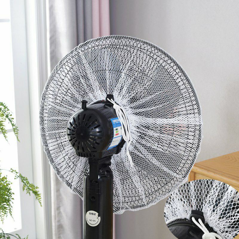 (Size đại 40_60cm) Lưới vải bọc quạt có dây rút an toàn cho bé, họa tiết dễ thương (màu ngẫu nhiên)