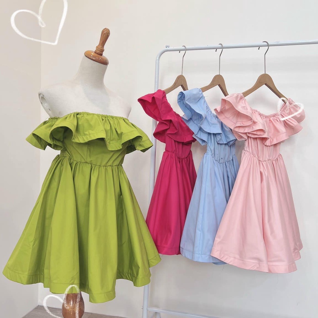 Đầm xoè bẹt vai bèo 4 màu hạ trễ hở sexy lưng ulzzang