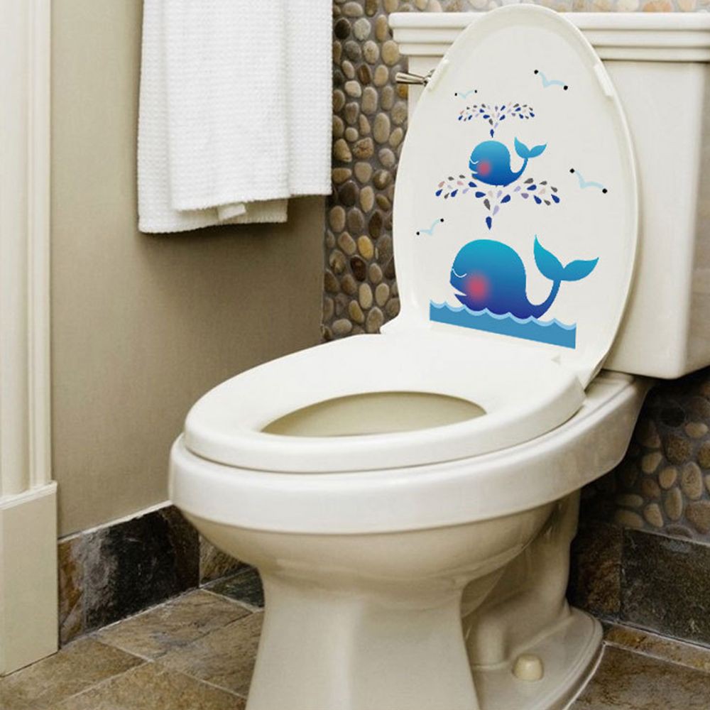 Sticker dán bồn vệ sinh/tủ lạnh họa tiết hình cá voi đáng yêu