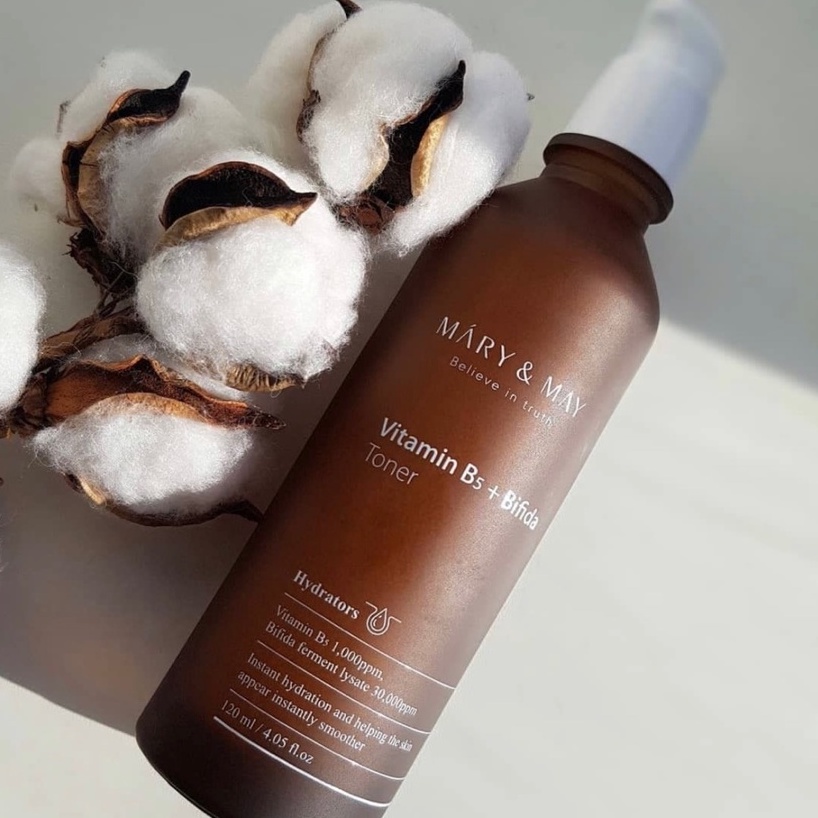 Nước hoa hồng Phục Hồi, Sáng Da Mary&May Vitamin B5 1,000ppm + Bifida 30,000ppm Toner 120ml [nun.cleanbeaut