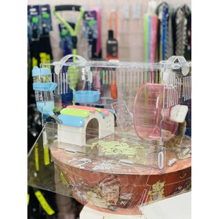 (Có video) Lồng hamster mica full phụ kiện 30 x 20 x 20 cm