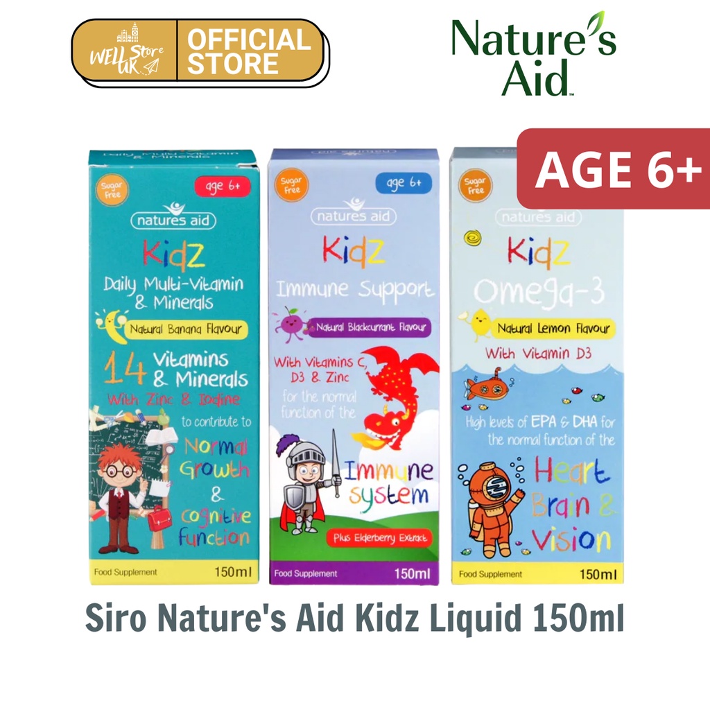 Bill UK - Giọt uống Nature's Aid Kidz Liquid cho trẻ từ 6 tuổi 150ml bổ sung vitamin toàn diện cho trẻ