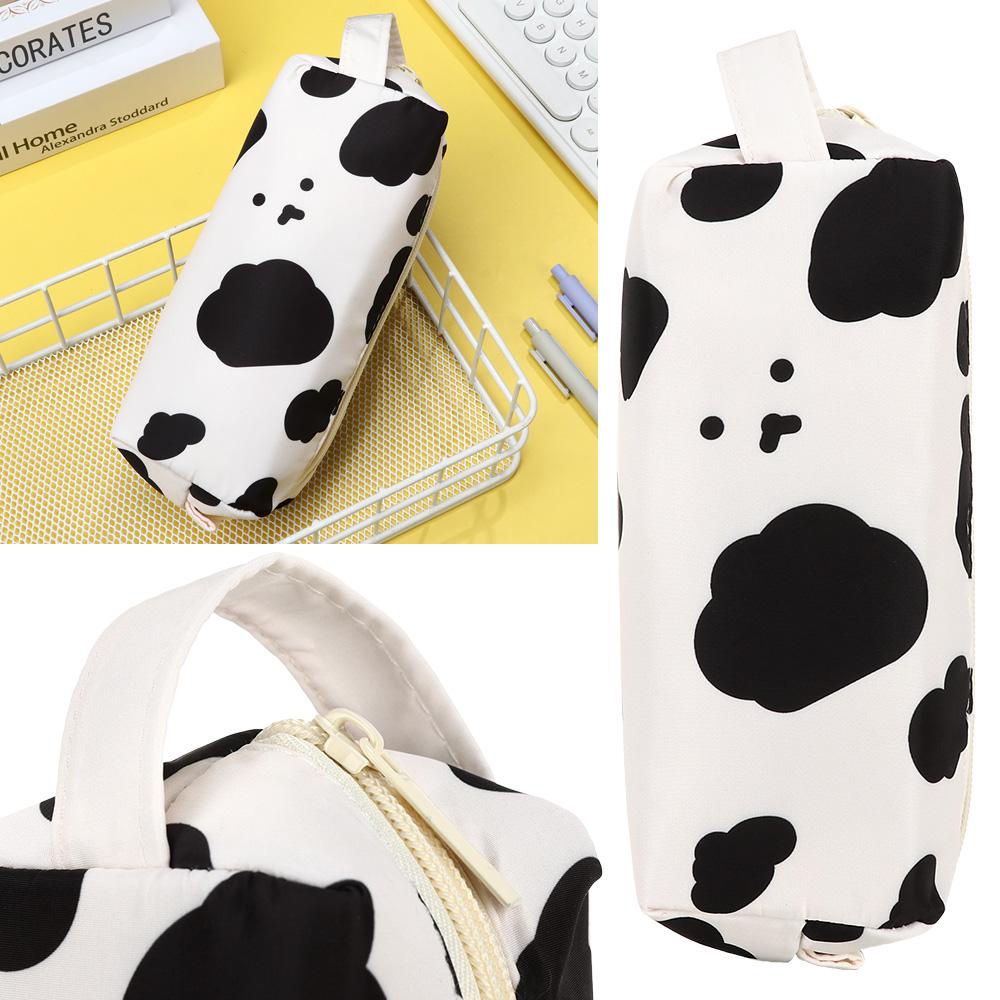 LAKAMIER Túi Đựng Bút In Họa Tiết Bò Sữa Đơn Giản Xinh Xắn