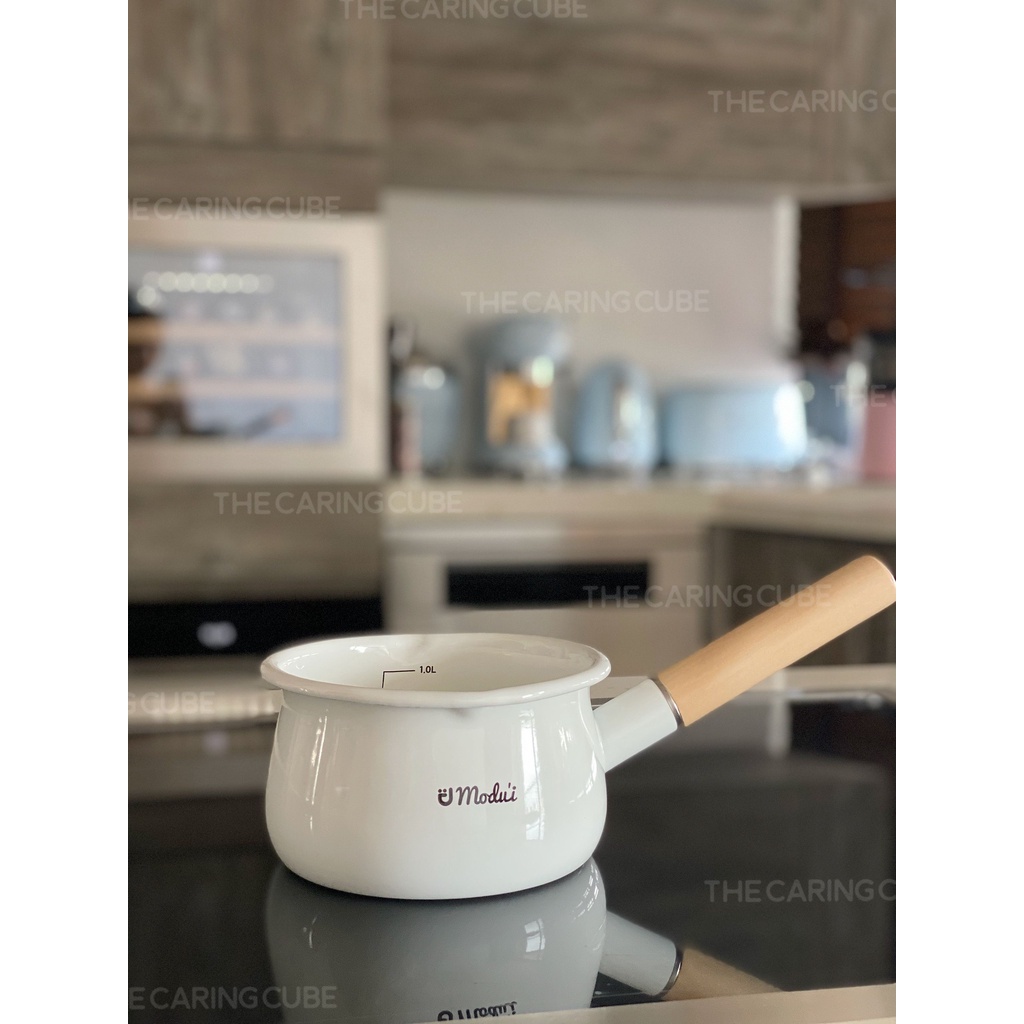 Nồi thép tráng men nấu bột cháo cho bé ăn dặm Modui Hàn Quốc - The Caring Cube