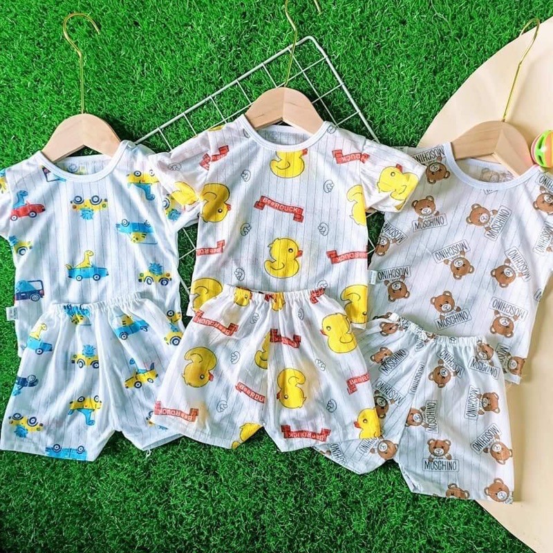 Bộ cộc tay cotton giấy bé trai bé gái, bộ cotton đẹp giá rẻ, bộ mặc nhà dễ thương cho bé