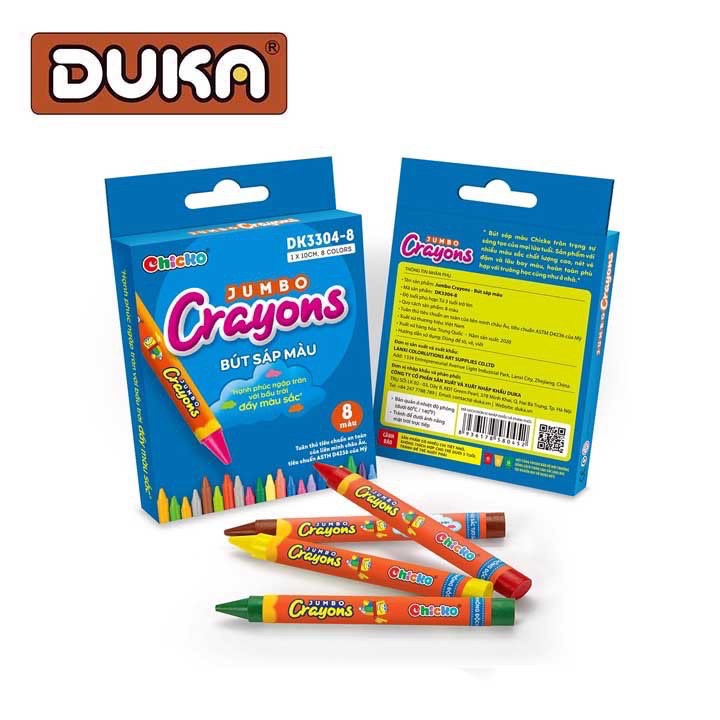 Văn Phòng Phẩm DUKA: Bút Sáp Màu Jumbo Crayons (8 Màu) DK 3304
