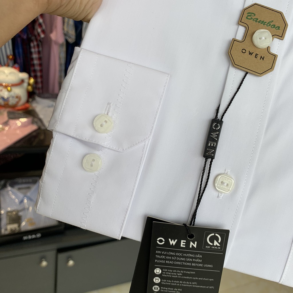 OWEN - Áo sơ mi trắng dài tay vải sợi tre (có túi ngực) - Áo sơ mi Owen regular | BigBuy360 - bigbuy360.vn