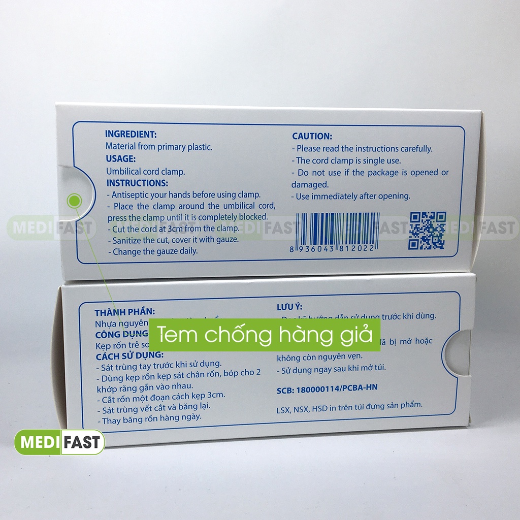 Kẹp rốn trẻ sơ sinh Tanaphar Hộp 50 chiếc - Đã tiệt trùng - Chính hãng