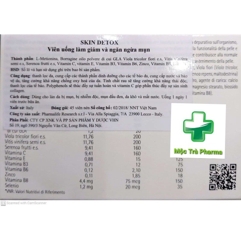 Viên Uống Thải Độc Da- SkinDetox PHARMALIFE - Kiềm Dầu,Giảm Sưng Viêm, Ngừa Mụn Do Độc Tố, Vi Khuẩn