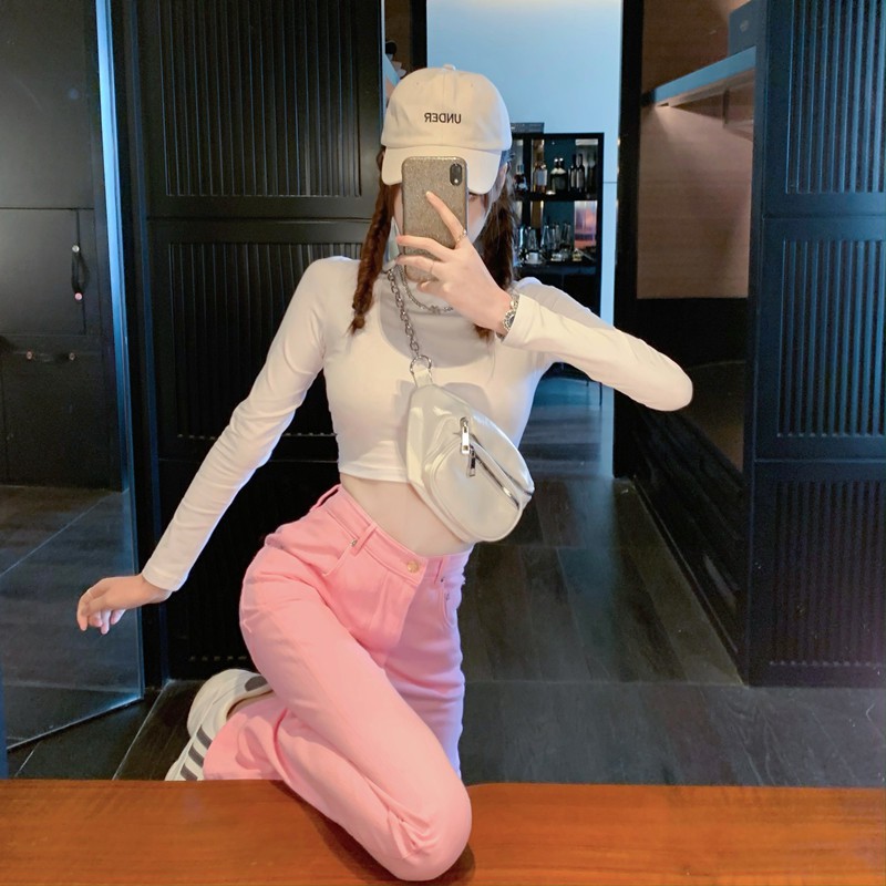 Quần jean ống rộng suông cạp cao Emilyshop phong cách ulzzang