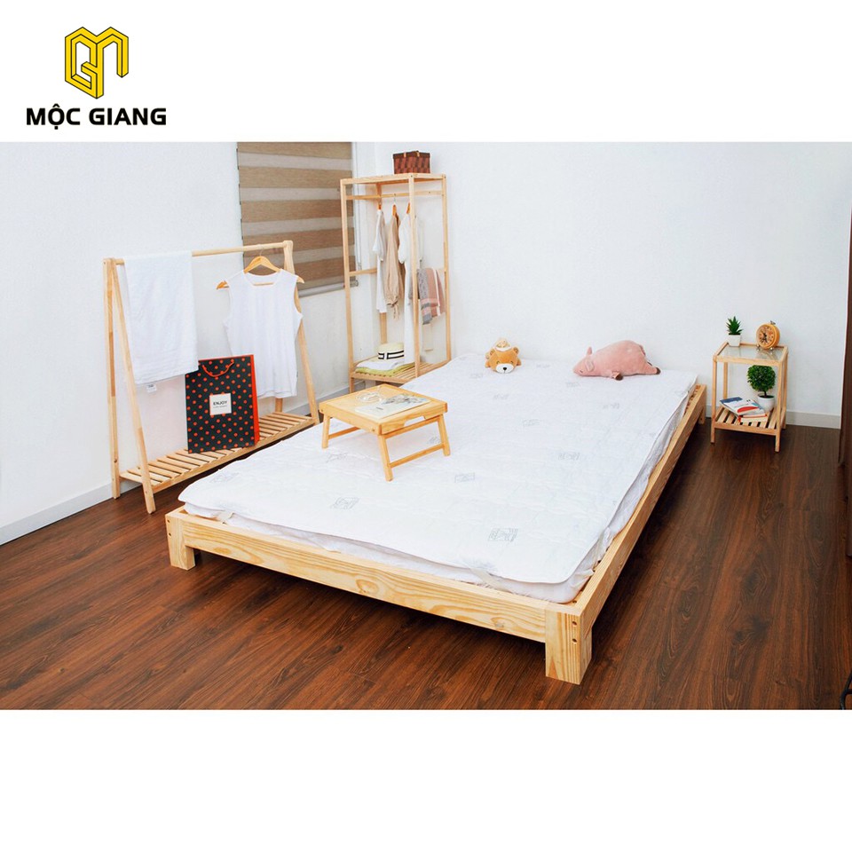 Giường Ngủ Pallet Thiết Kế Hiện Đại - Chân Giường Cao, Chắc Chắn - Chất Liệu Gỗ Thông Mỹ - Hàng Xuất Khẩu Hàn Quốc