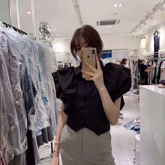 Áo sơ mi tay bồng tầng siêu hot