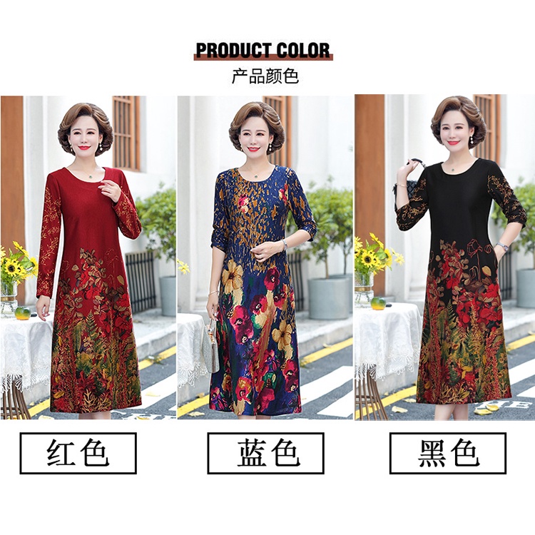 Đầm dự tiệc tay dài phong cách thanh lịch thời trang cho phụ nữ trung niên