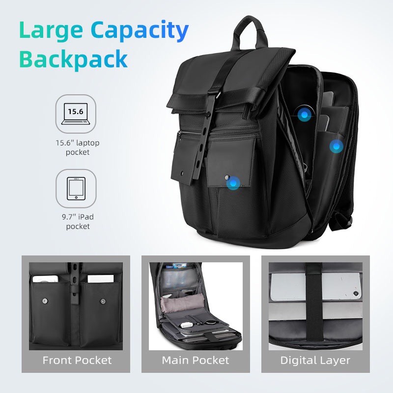 Balo Mark Ryden - Balo Doanh Nhân Cao Cấp Mới Nhất 2022.Chống Nước,Chống Sốc Laptop 15.6 Inch MR1696