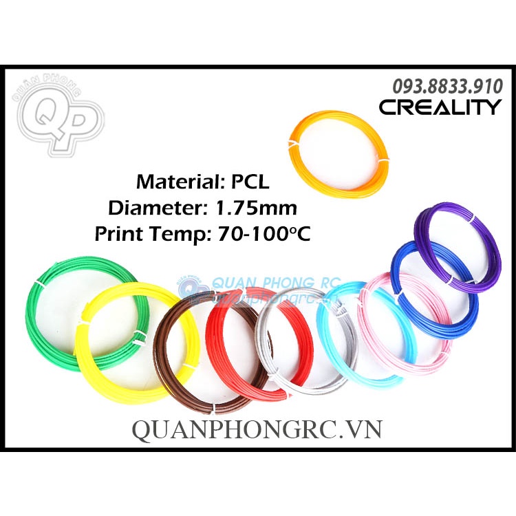 Bộ 10 Cuộn Nhựa PCL Creality 3D Printing Pen PCL Filaments 5m x 10Pcs