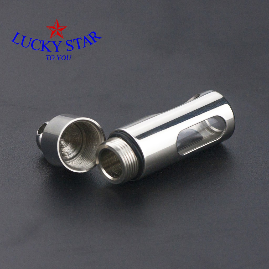 Mặt dây chuyền trụ rỗng chứa kinh, kỷ vật, xá lợi thời trang không đen gỉ
