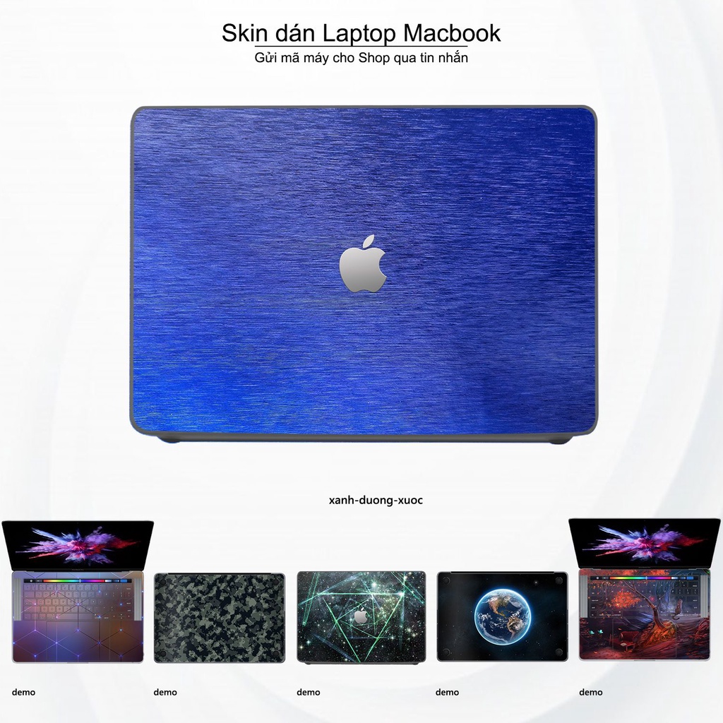 Skin dán Macbook mẫu Aluminum Chrome xanh dương xước (đã cắt sẵn, inbox mã máy cho shop)