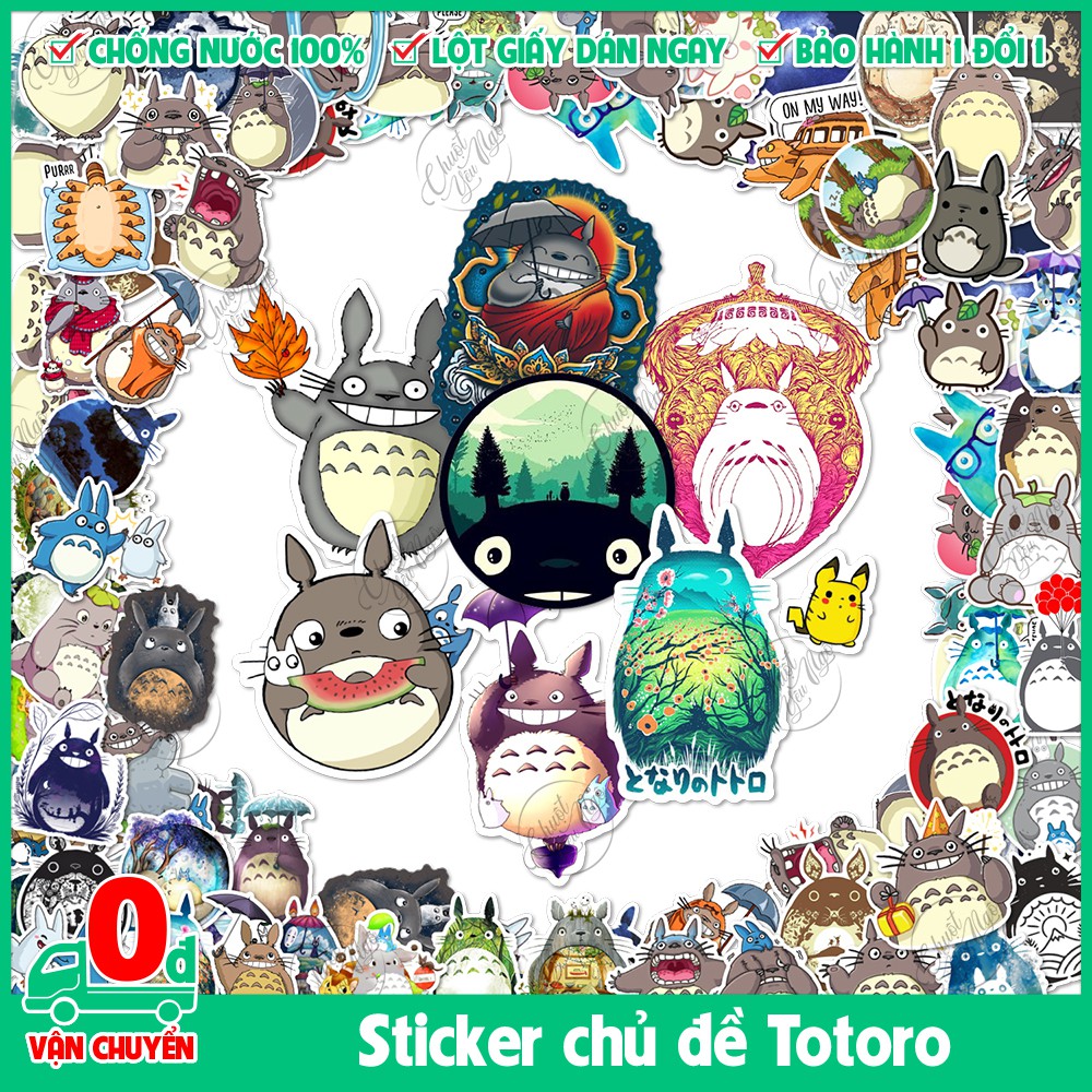 Combo 30/60/90 sticker decal hình dán chủ đề phim hoạt hình My Neighbor hàng xóm của tôi là Totoro chất liệu chống nước