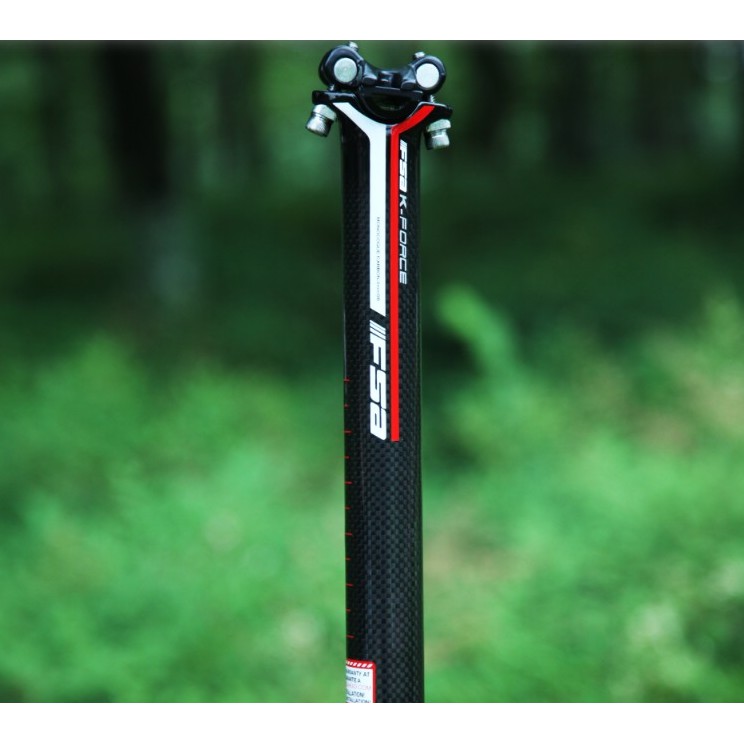 cọc yên xe đạp siêu nhẹ sợi carbon FSA FORC đen tem đỏ phi 27.2 mm