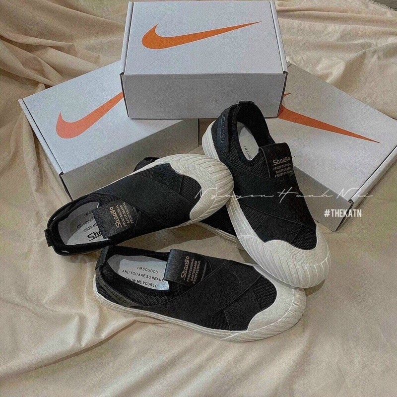 Giày slipon chun chéo mũi sò fullbox