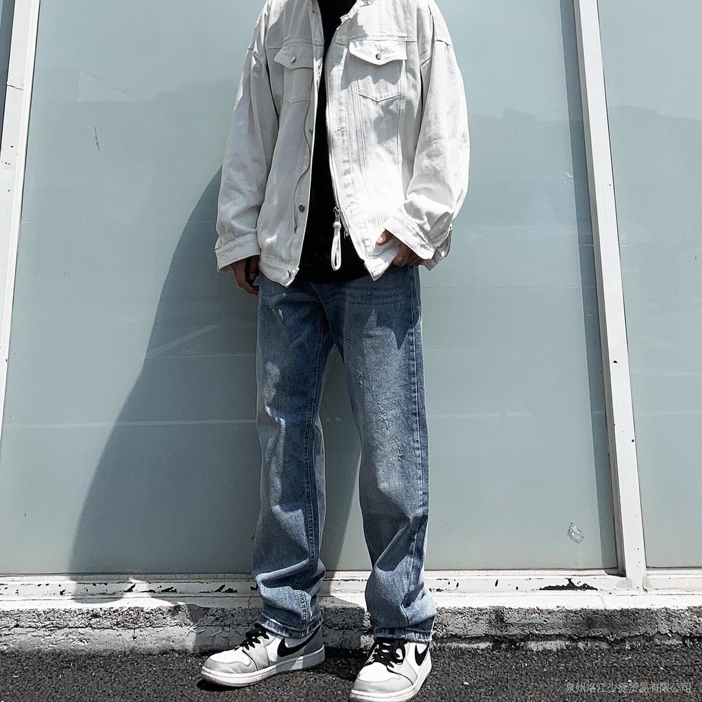 FOG High Street national fashion jeans men's and women's fashion brand INS loose straight slim hip hop vibe casual tooling pants