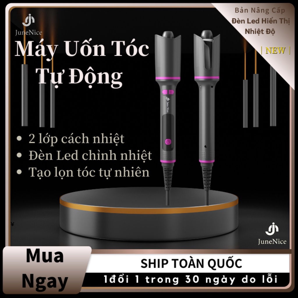 [Hàng có sẵn] Máy uốn tóc tự động với đèn LED hiển thị nhiệt độ lõi gốm bảo vệ chống phỏng màu Đen mới lạ
