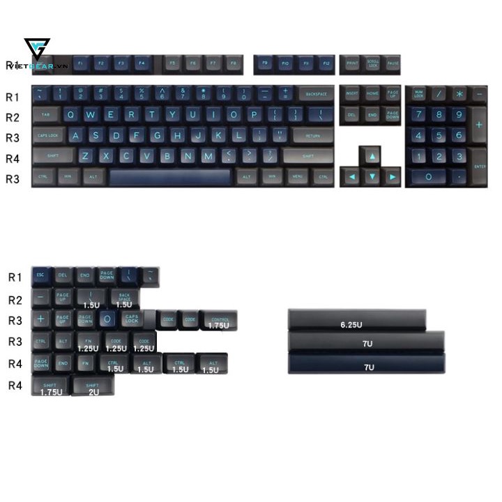 Bộ nút nhựa bàn phím cơ SA Maxkey Deep Sea 139 nút nhựa ABS 2 shot