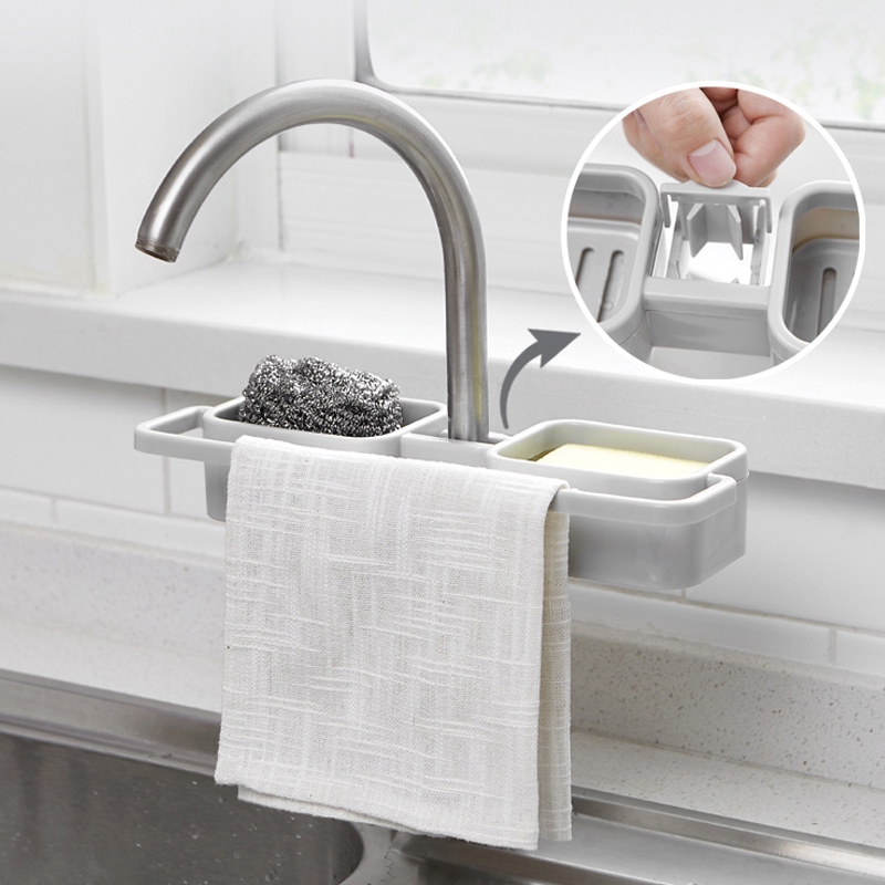 Giá đựng xà phòng/miếng rửa chén gắn vòi nước tiện lợi