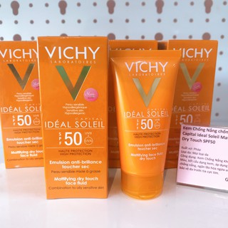 [CÓ BILL] Kem Chống Nắng Vichy Capital Ideal Soleil Mattifying Face Fluid Dry Touch SPF50 50ml