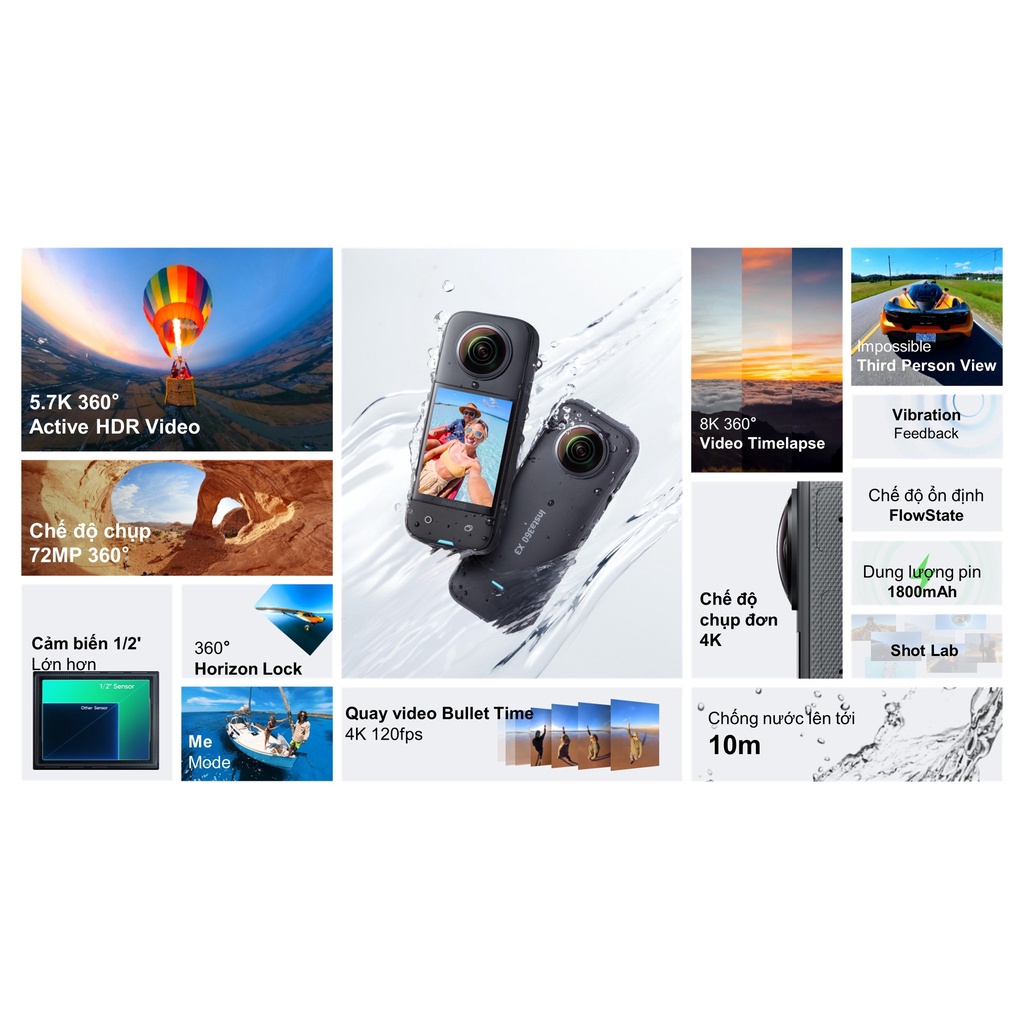 Máy Quay 360 độ Camera 360 Insta360 X3 - Hàng Chính Hãng