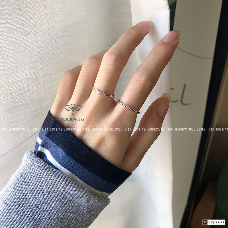 Nhẫn bạc nữ TLEE xoắn basic cá tính Freesize TleeJewelry A0282