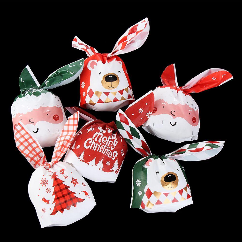 Bộ 10 Túi Đựng Kẹo Giáng Sinh Hình Ông Già Noel Tai Dài