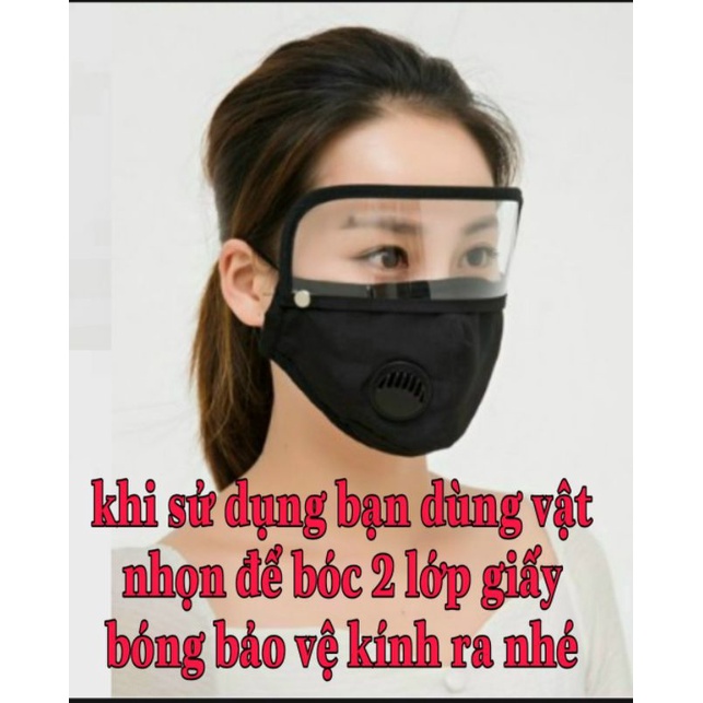 ( Hàng VN XUẤT MỸ)KHẨU TRANG VẢI ĐA NĂNG KÈM KÍNH CHẮN BỌT CÓ VAN THỞ CHUYÊN DÙNG DÀNH CHO NHÂN VIÊN YTE | BigBuy360 - bigbuy360.vn