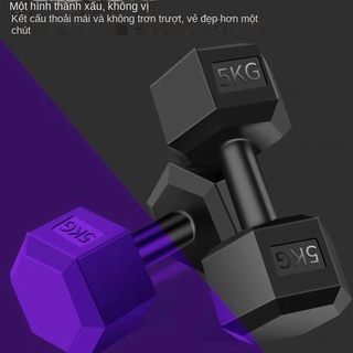 Quả tạ lục giác cho nam học sinh thể dục 2kg 5 kg hộ gia đình 10kg cao su bọc cao su tập luyện thiết bị tập thể dục nữ Q