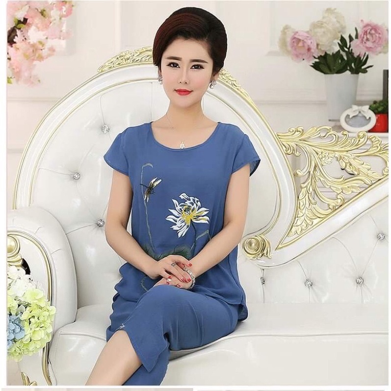 BỘ ĐŨI MẶC NHÀ SANG TRỌNG-BỘ ĐŨI MẶC NHÀ HOẠ TIẾT HOA SEN