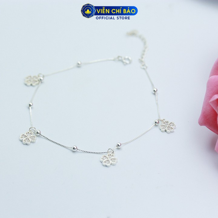 Lắc chân bạc nữ cỏ 4 lá chất liệu bạc S925 thời trang phụ kiện trang sức nữ thương hiệu Viễn Chí Bảo L400650
