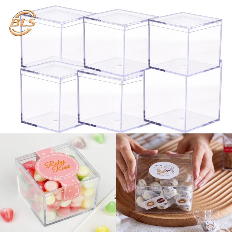 Hộp Đựng Kẹo Trong Suốt Hình Vuông 5cm Có Nắp Đậy Kích Thước Nhỏ Trang Điểm Cho Nhà Ở