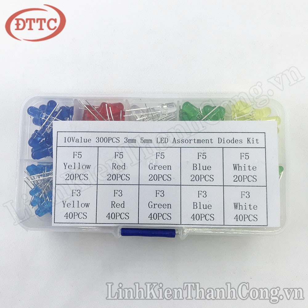 Combo 10 Loại LED 3mm/5mm 5 Màu (300 Cái)