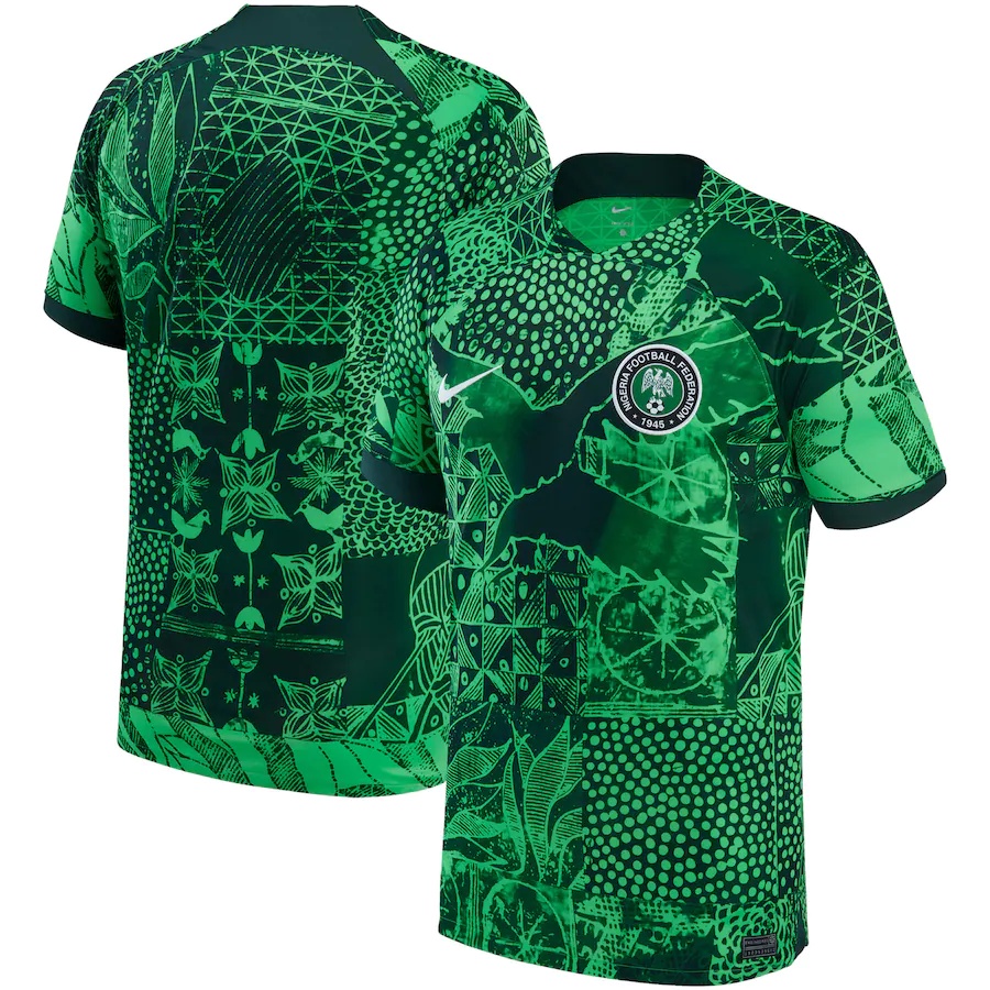 Nigeria Áo Thun Đội Tên Sân Nhà Màu Xanh Lá Cây 2022 / 23 Có Thể Tùy Chỉnh Số Cho Nam Và Nữ