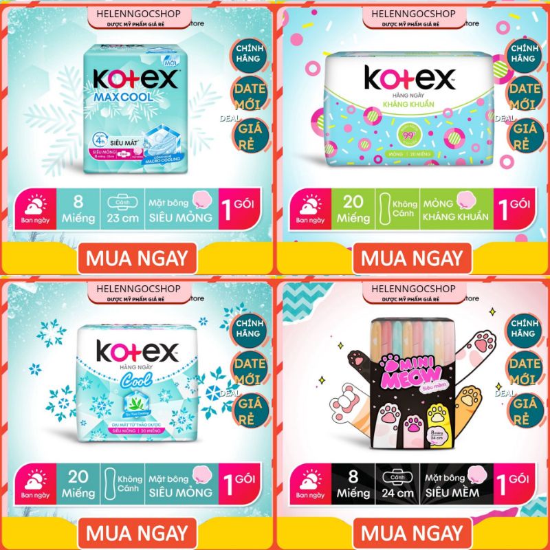 băng vệ sinh Kotex Diana Thảo Dược/ Max cool/ hằng ngày cải tiến mới 1 gói 8M