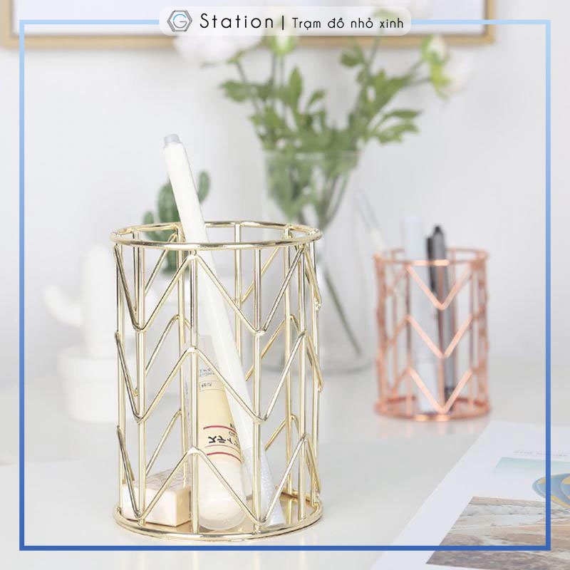 Ống cắm cọ trang điểm/ bút rosegold - DC006